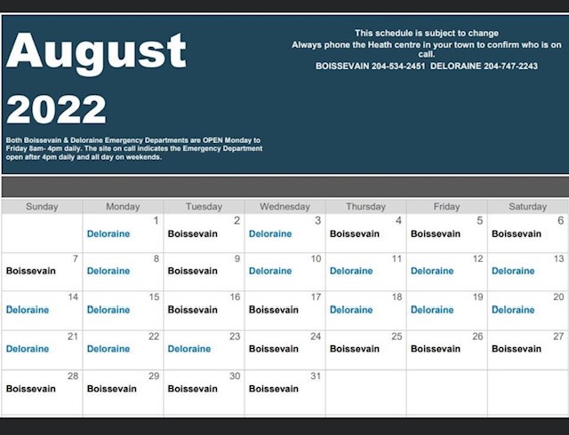 August 2022 On Call Schedule