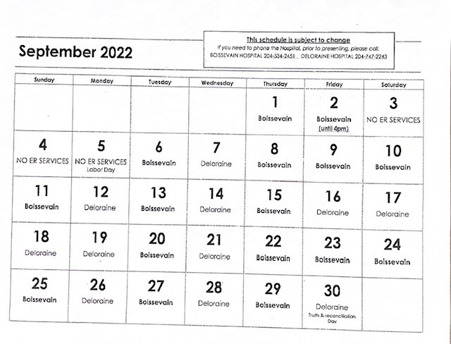 September 2022 On Call Schedule