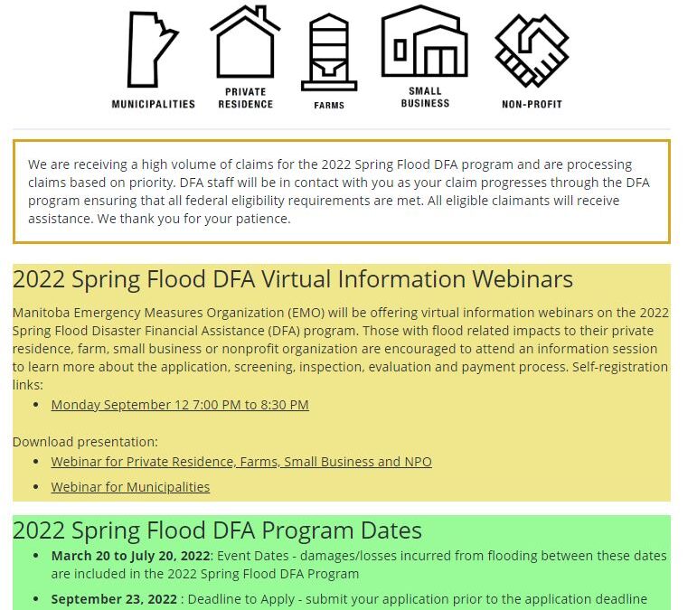 2022 Spring Flood Disaster Financial Assistance (DFA) program