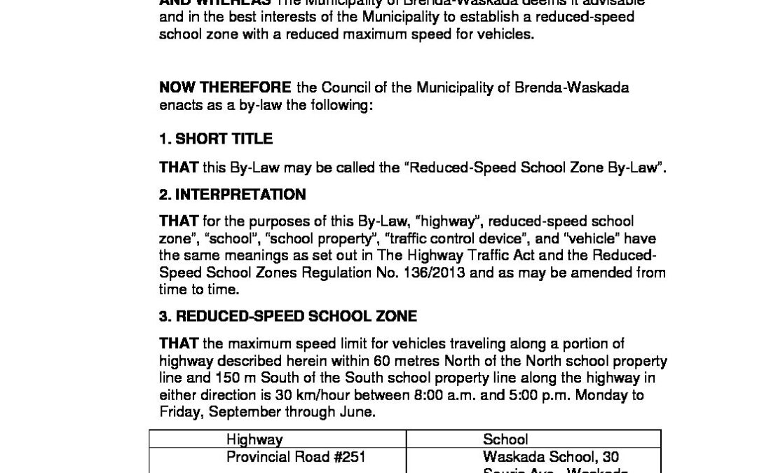 By-Law-14-2015-Reduced-Speed-School-Zone-Area