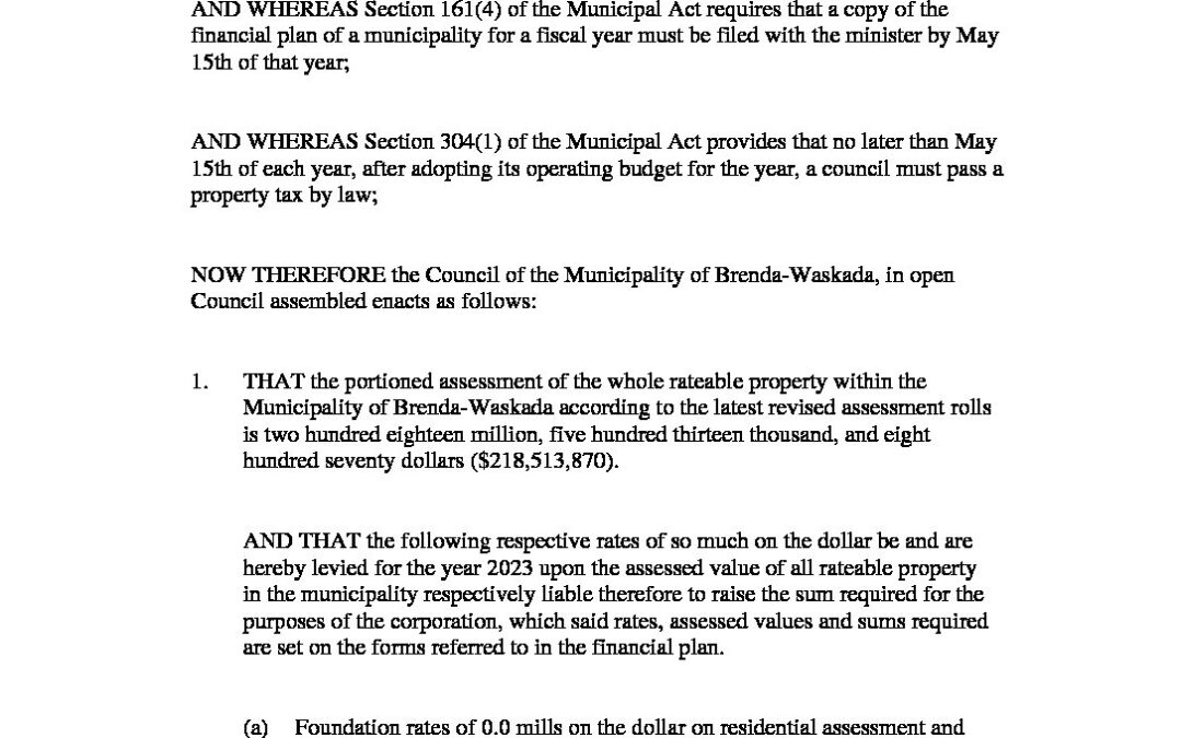 By-Law #16-2023 Tax Levy