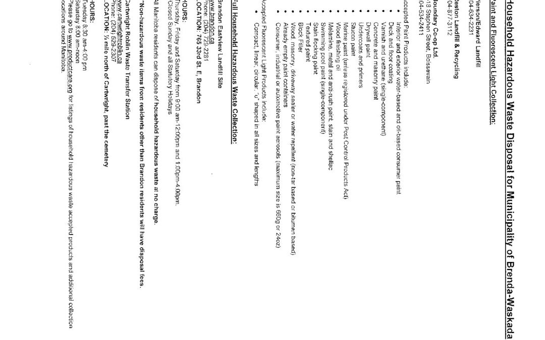 Hazardous Waste Disposal for Mun. of Brenda Waskada