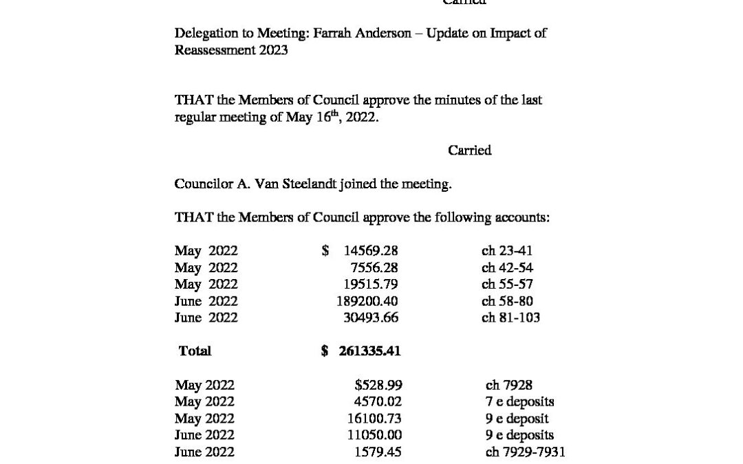June 20 2022 Regular Meeting Minutes