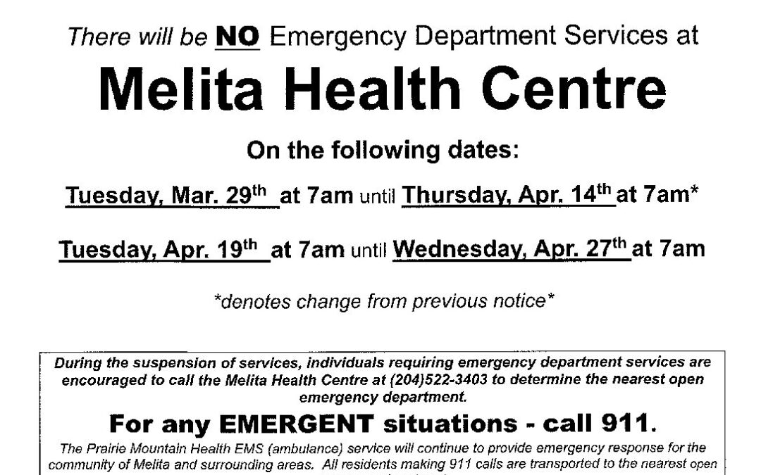 Melita Health Care Emergency Services Apr 22