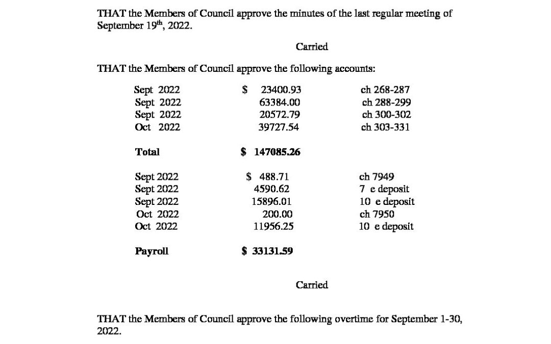 October 17, 2022 Regular Meeting Minutes