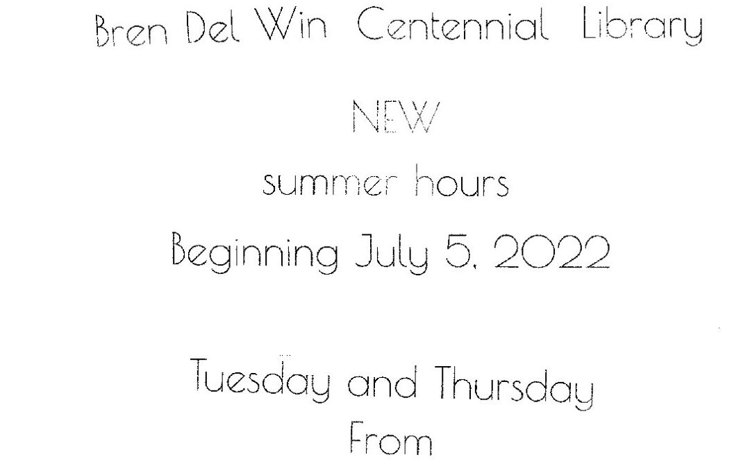 Summer Library Hours July 2022